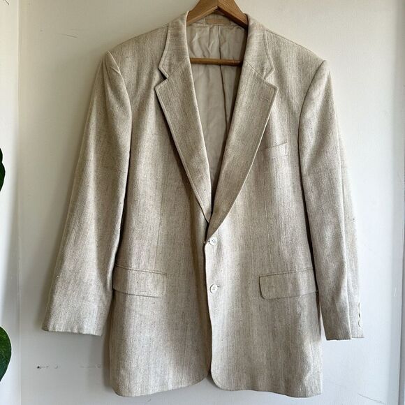 Trimingham's Bermuda Men's All Silk Blazer Sz 44R‎ Beige Sport Coat Jacket - Picture 1 of 16